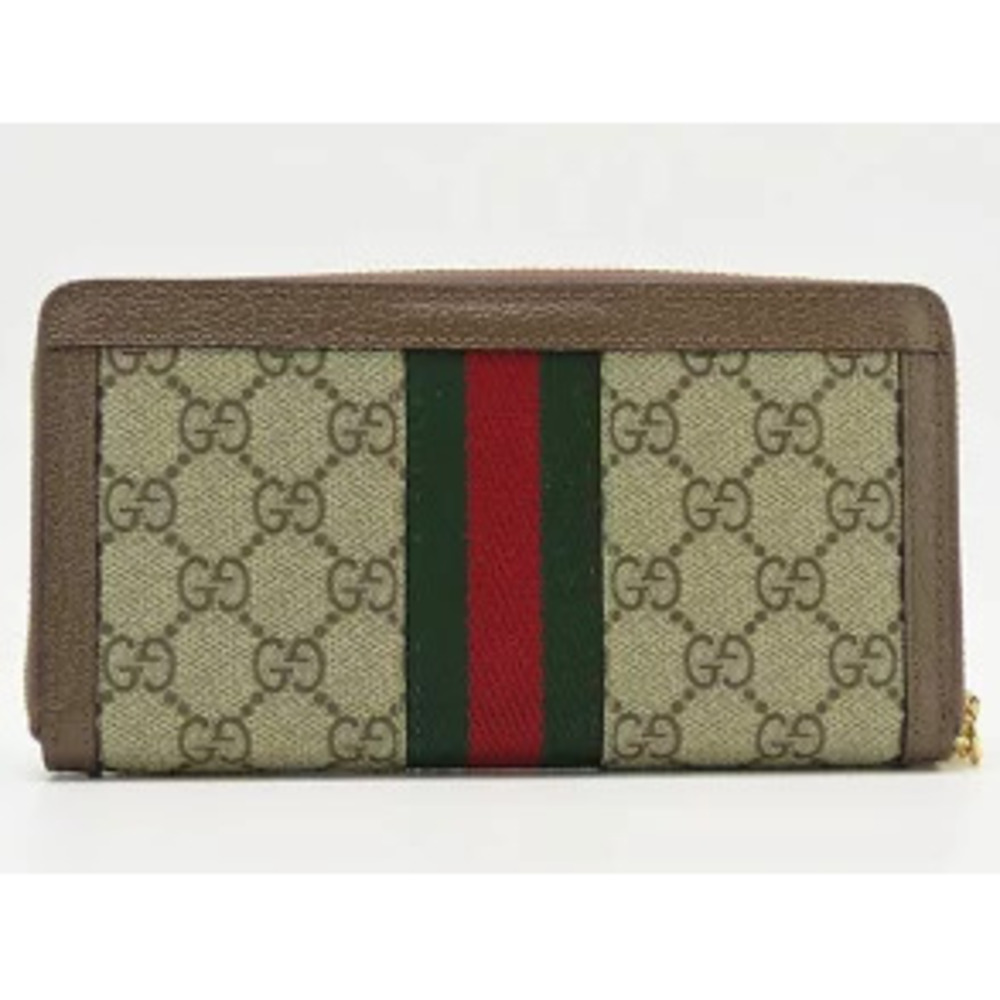 Gucci Ophidia GG Supreme Sherry Zip Around Wallet Round Zipper Long Beige - Picture 2 of 9
